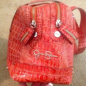 Coral alligator Jessica Simpson double zip purse
