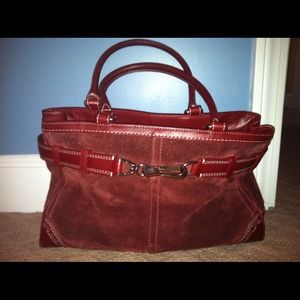 Maroon suede Coach bag