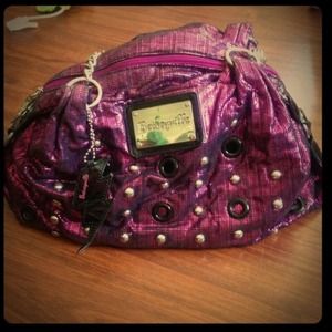 Betsey Johnson metal Pink and ripped jeans