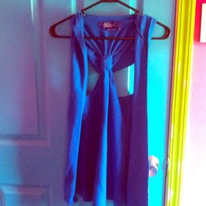 Blue racer back cover up with hood