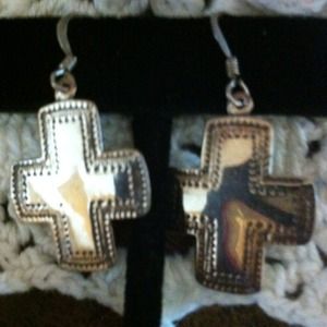 Sterling silver cross earrings
