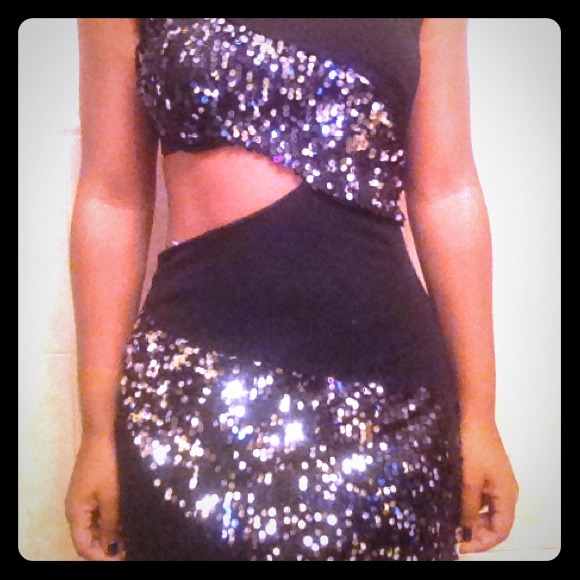 Cut out sequence cocktail dress