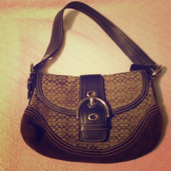 Authentic new Coach brown leather canvas - Picture 1 of 4