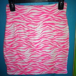 Pink and white animal print skirt