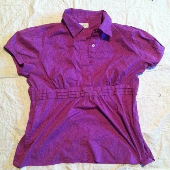 Purple button v neck shirt. Ann Taylor Loft.  XL