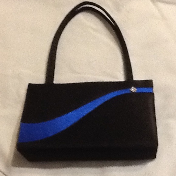 Black and bright blue purse