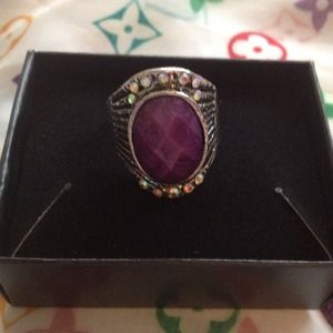 Adjustable purple mutli stone ring