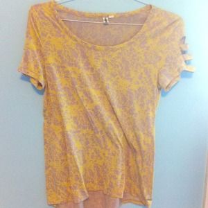 Splattered yellow and gray shirt