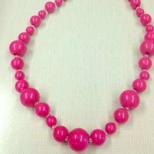 Hot pink beaded necklace