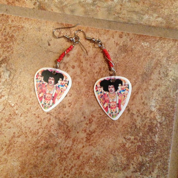 Jimi Hendrix guitar pick earrings