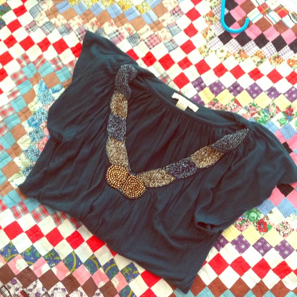 SOLD Forever 21 green beaded top