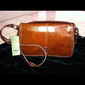 NWT Gianni Bernini Brown Leather HandBag