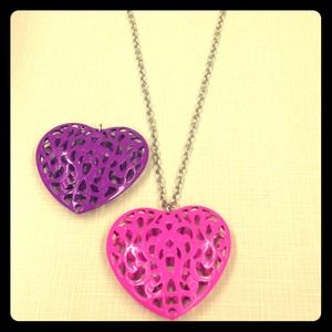 Pink and purple heart interchangeable necklace