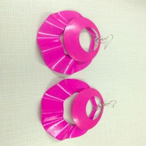 Large Hot pink earrings