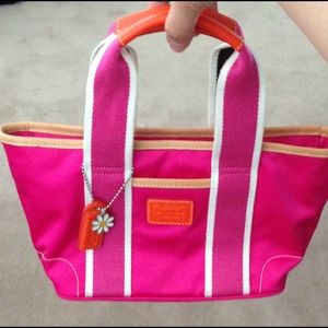 Coach Tote small (pink/orange trim)