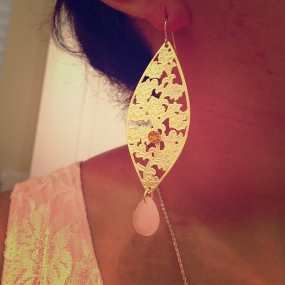 Gold Oval dangle earrings