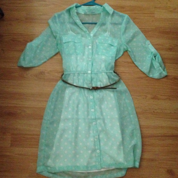 Mint polka dot dress