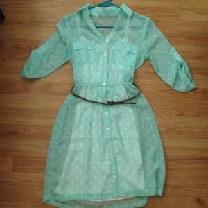 Mint polka dot dress