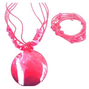 Red necklace and bracelet set