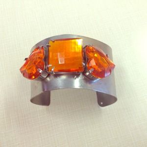 Orange/ silver jeweled bracelet