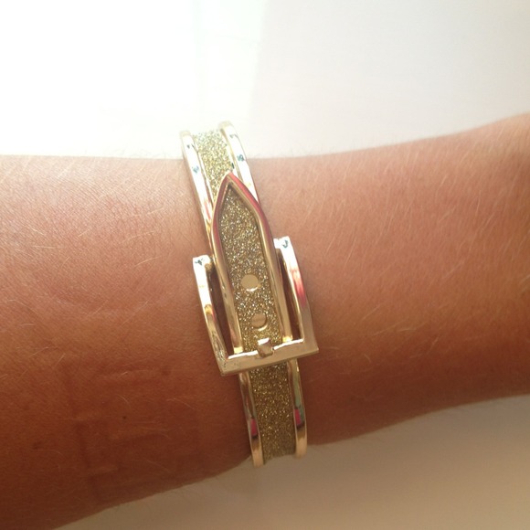 Gold and glitter belt buckle bracelet