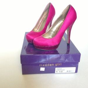 Madden Girl Fuchsia Glitter Heels Size 6 1/2