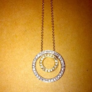 Sold!!!!14k gold double circle pendant necklace