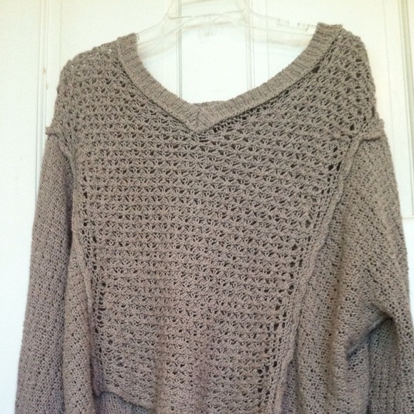 Free people tan crochet sweater