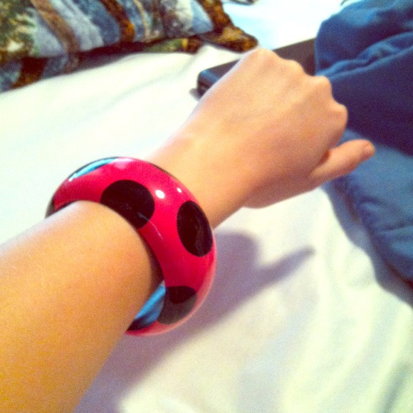 Pink with large black dots bracelet