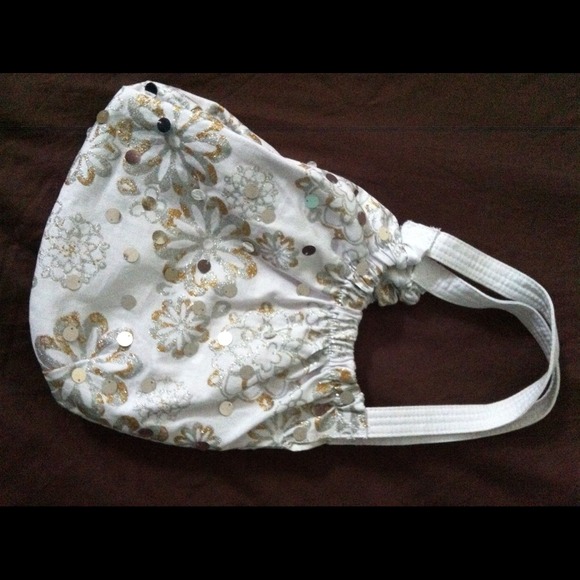 Justice white purse with gold and silver