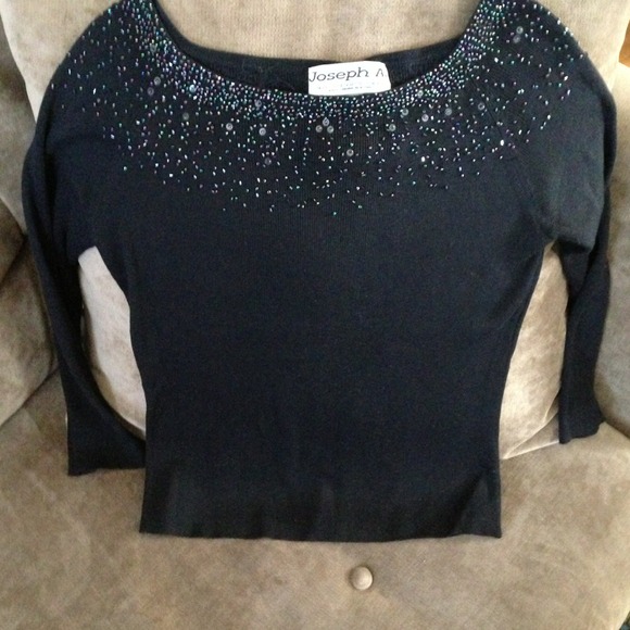 Black Silk Sweater w/Beading