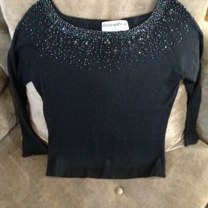 Black Silk Sweater w/Beading