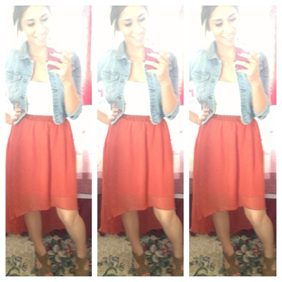 Hi-low orange skirt