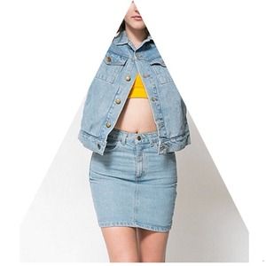 American Apparel High Waisted Denim Mini Skirt