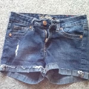 Denim short shorts.