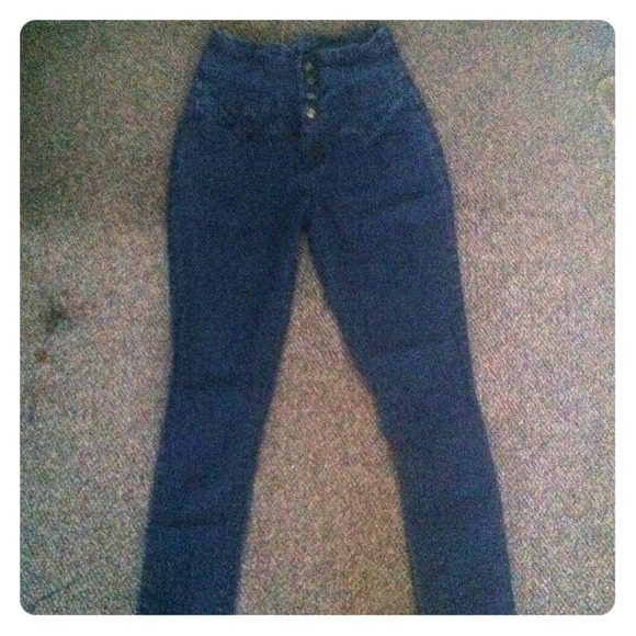 4 button high waist denim jeans