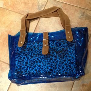 💋SOLD❤️Jelly blue see thru bag leapard