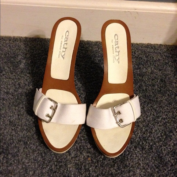 White Cathy Jean metal stiletto heels