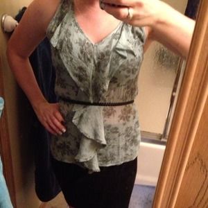 Ruffled front chiffon tank