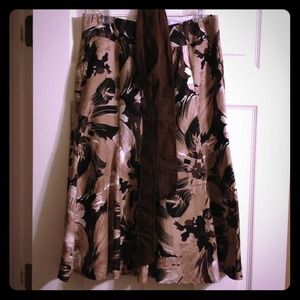 Brown black white flowy skirt