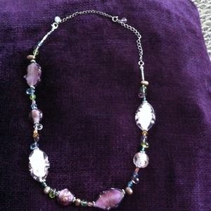 Glass beaded and fresh water pearl necklace