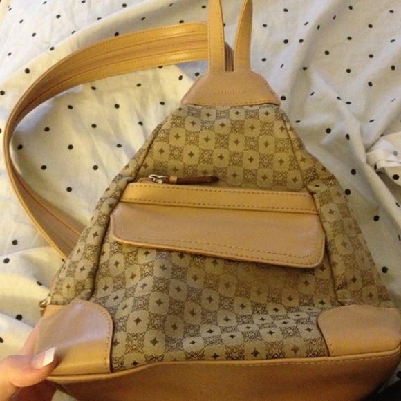 A brown and tan handbag