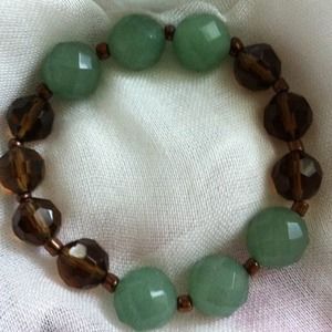 Jade and amber stretch bracelet
