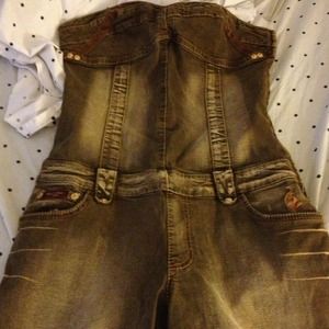 Brown and tan baby phat denim jumper