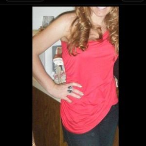 One shoulder rhinestoned draped front  top