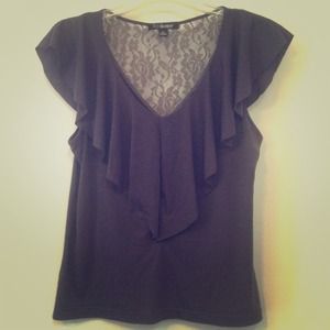 Grey ruffle and laced back top