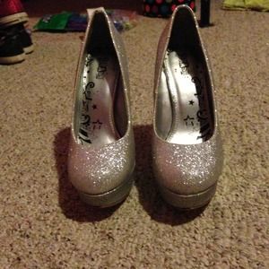 Silver brash heels