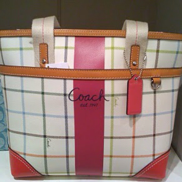 🚫SOLD🚫Autentic Coach HERITAGE STRIPE TATTERSALL - Picture 1 of 4