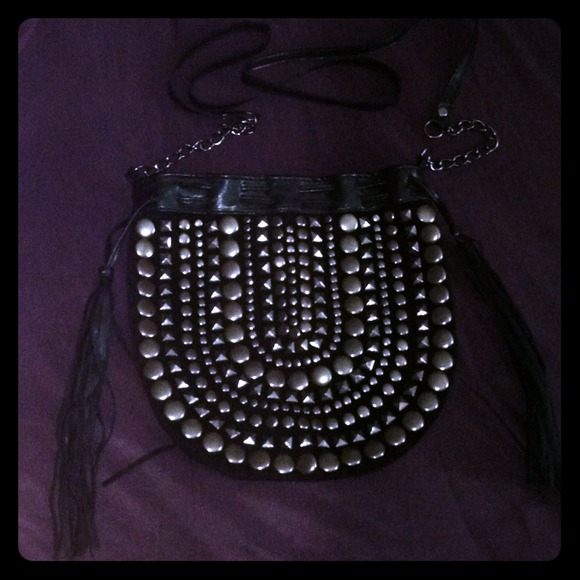 Fringe Studded Leather Crossbody