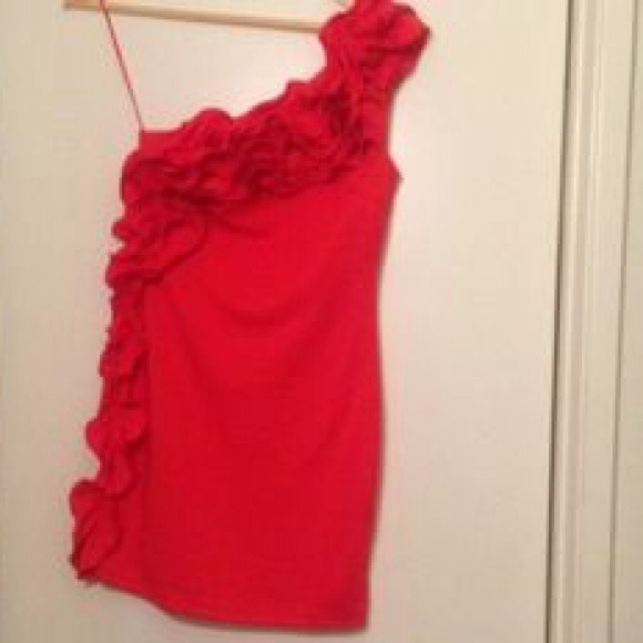 🚫SOLD🚫 New Coral Ruffle Couture Evening Dress - Picture 2 of 2